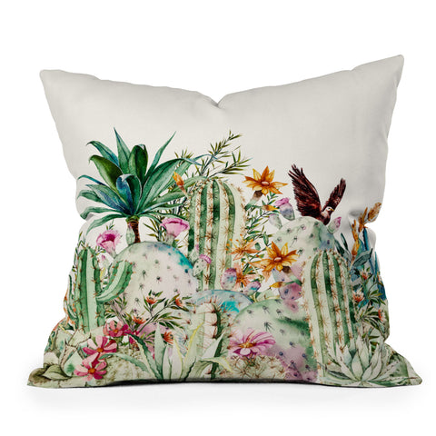 Marta Barragan Camarasa Blooming in the cactus Outdoor Throw Pillow