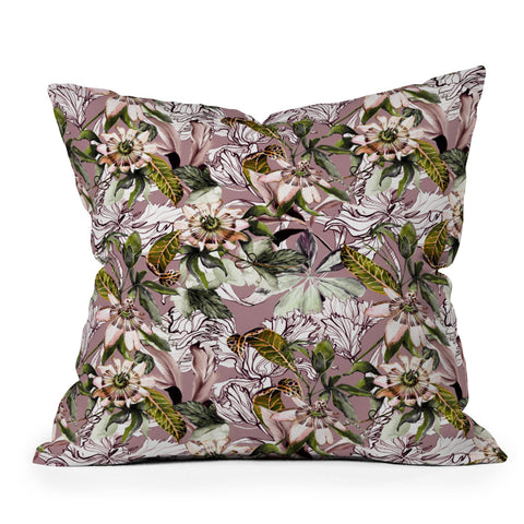 Marta Barragan Camarasa Blooming wild botanical paradise Outdoor Throw Pillow