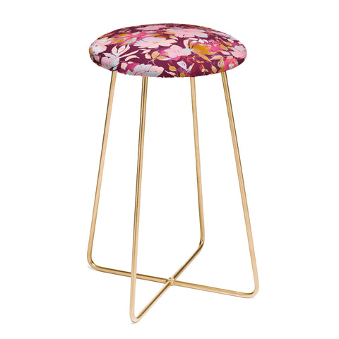 Marta Barragan Camarasa Blossoming Burgundy Fall Counter Stool