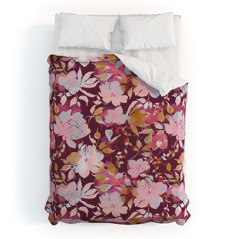 Marta Barragan Camarasa Blossoming Burgundy Fall Duvet Cover