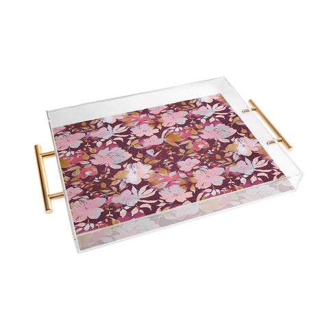 Marta Barragan Camarasa Blossoming Burgundy Fall Acrylic Tray