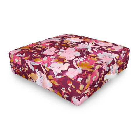 Marta Barragan Camarasa Blossoming Burgundy Fall Outdoor Floor Cushion