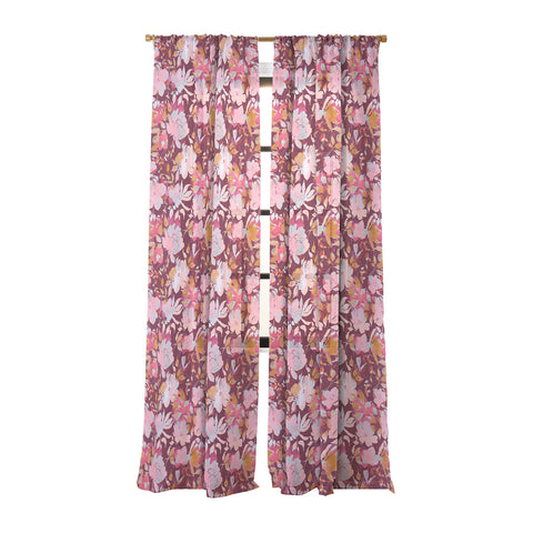 Marta Barragan Camarasa Blossoming Burgundy Fall Sheer Window Curtain