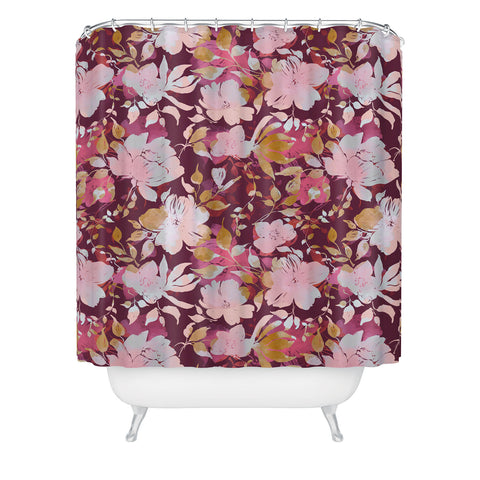 Marta Barragan Camarasa Blossoming Burgundy Fall Shower Curtain