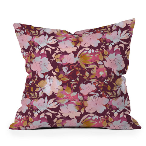Marta Barragan Camarasa Blossoming Burgundy Fall Throw Pillow