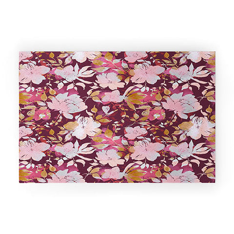 Marta Barragan Camarasa Blossoming Burgundy Fall Welcome Mat