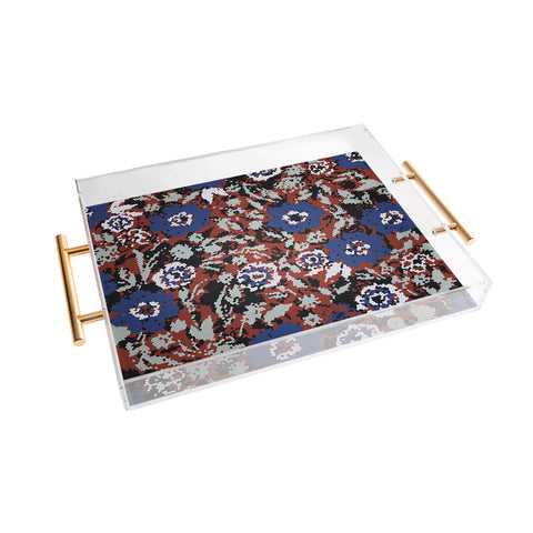 Marta Barragan Camarasa Blue flower stained glass Acrylic Tray