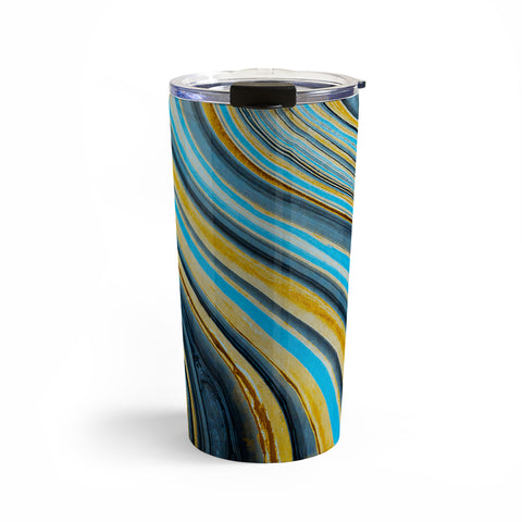 Marta Barragan Camarasa Blue marbled waves Travel Mug