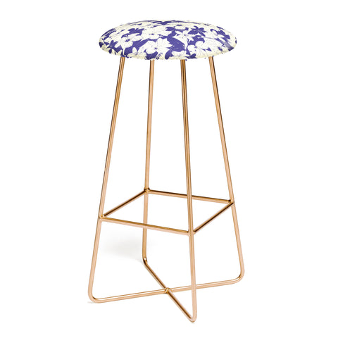 Marta Barragan Camarasa Blue white flower garden Bar Stool