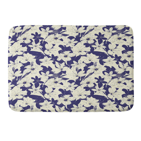 Marta Barragan Camarasa Blue white flower garden Memory Foam Bath Mat
