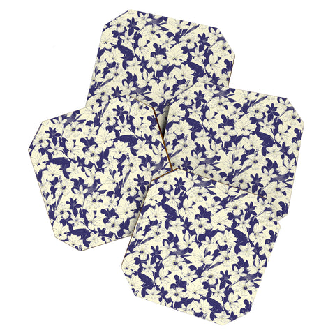 Marta Barragan Camarasa Blue white flower garden Coaster Set