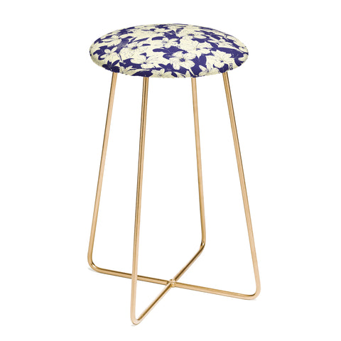 Marta Barragan Camarasa Blue white flower garden Counter Stool