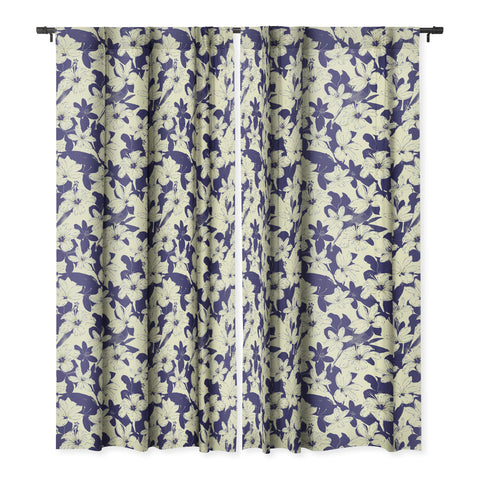 Marta Barragan Camarasa Blue white flower garden Blackout Window Curtain