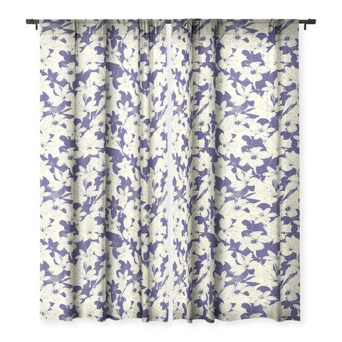 Marta Barragan Camarasa Blue white flower garden Sheer Non Repeat