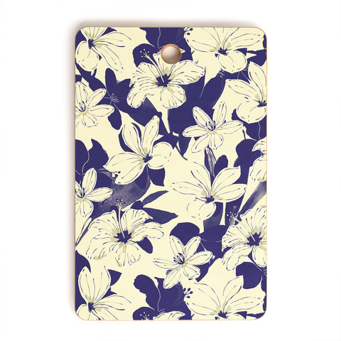 Marta Barragan Camarasa Blue white flower garden Cutting Board Rectangle