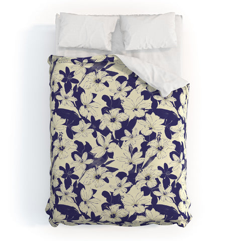 Marta Barragan Camarasa Blue white flower garden Duvet Cover
