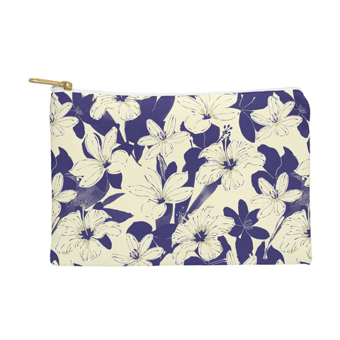 Marta Barragan Camarasa Blue white flower garden Pouch
