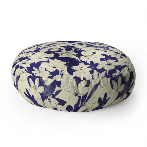 Marta Barragan Camarasa Blue white flower garden Floor Pillow Round