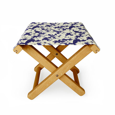 Marta Barragan Camarasa Blue white flower garden Folding Stool