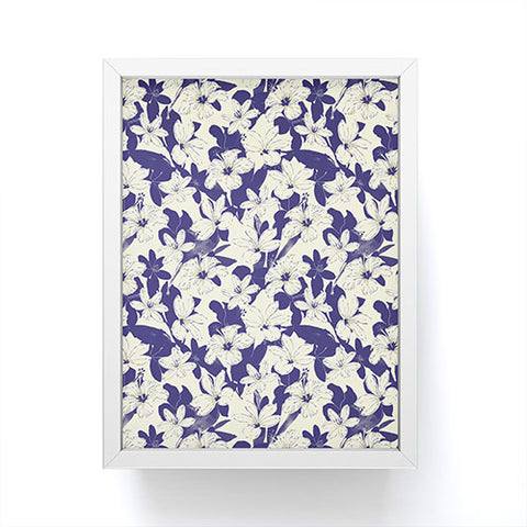 Marta Barragan Camarasa Blue white flower garden Framed Mini Art Print