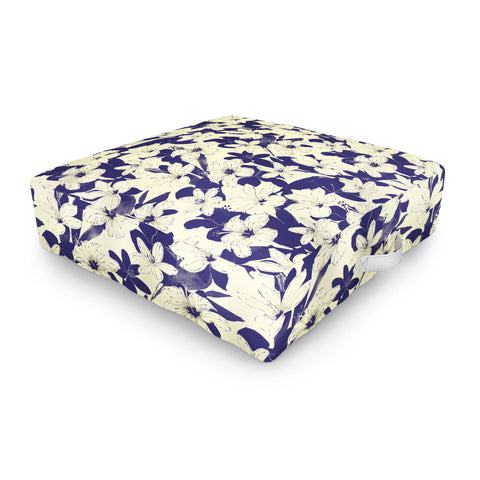 Marta Barragan Camarasa Blue white flower garden Outdoor Floor Cushion