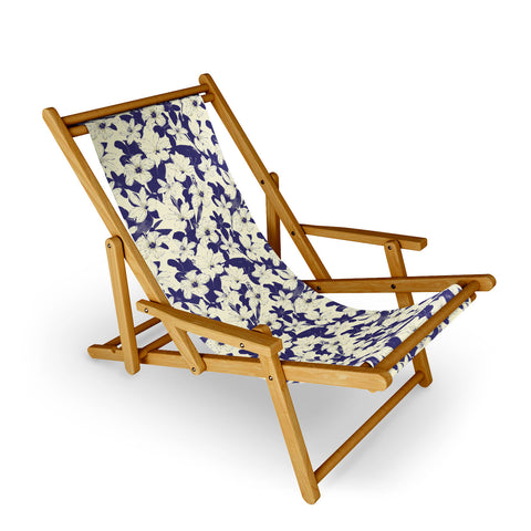 Marta Barragan Camarasa Blue white flower garden Sling Chair