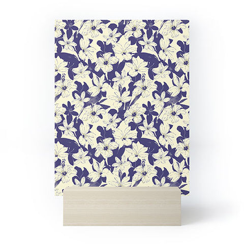 Marta Barragan Camarasa Blue white flower garden Mini Art Print