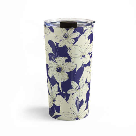 Marta Barragan Camarasa Blue white flower garden Travel Mug