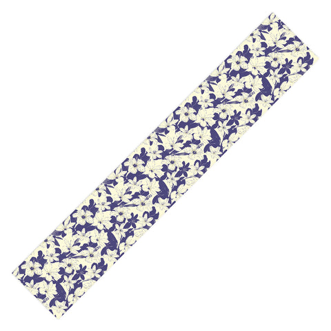 Marta Barragan Camarasa Blue white flower garden Table Runner