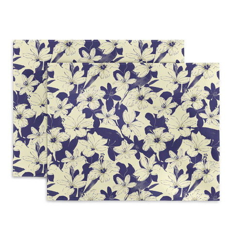 Marta Barragan Camarasa Blue white flower garden Placemat