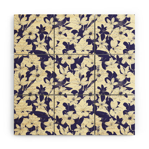 Marta Barragan Camarasa Blue white flower garden Wood Wall Mural