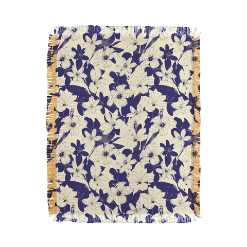 Marta Barragan Camarasa Blue white flower garden Throw Blanket