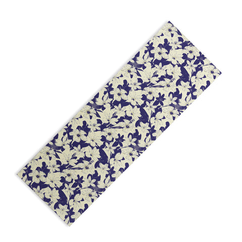 Marta Barragan Camarasa Blue white flower garden Yoga Mat