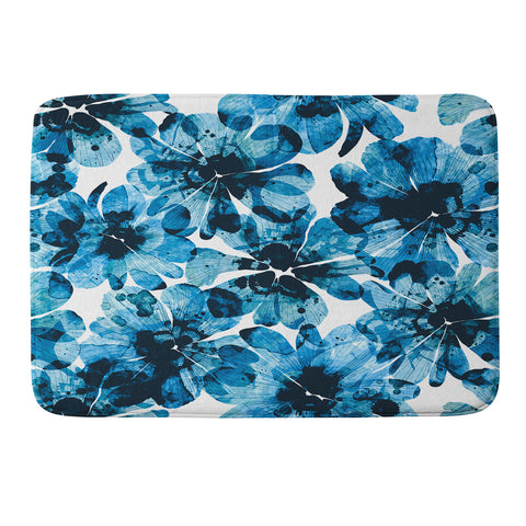 Marta Barragan Camarasa Blueish flowery brushstrokes Memory Foam Bath Mat