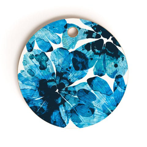 Marta Barragan Camarasa Blueish flowery brushstrokes Cutting Board Round