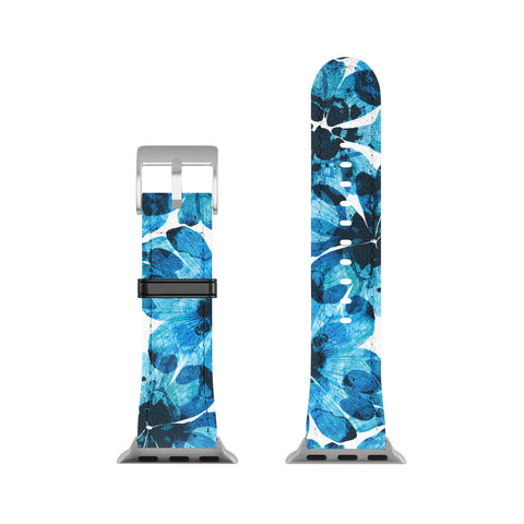 Marta Barragan Camarasa Blueish flowery brushstrokes Apple Watch Band
