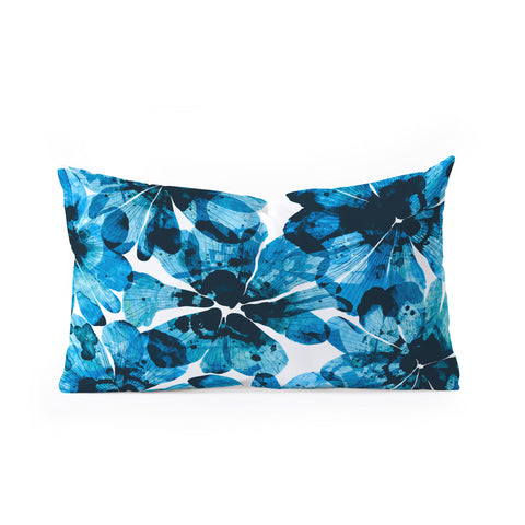 Marta Barragan Camarasa Blueish flowery brushstrokes Oblong Throw Pillow