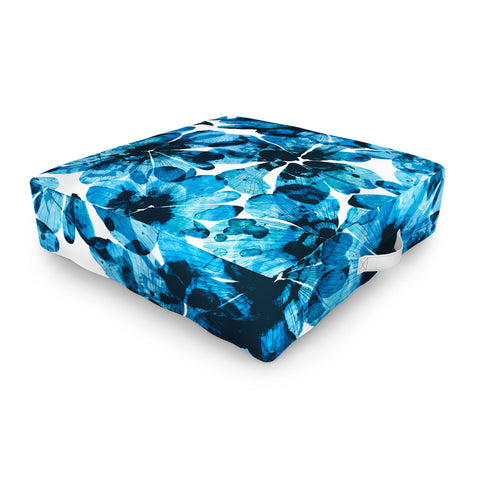 Marta Barragan Camarasa Blueish flowery brushstrokes Outdoor Floor Cushion