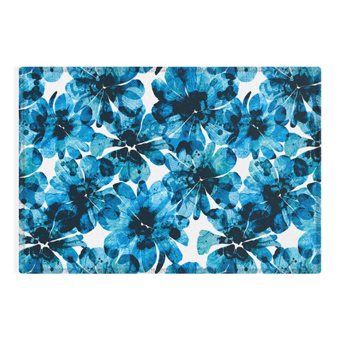 Marta Barragan Camarasa Blueish flowery brushstrokes Outdoor Rug