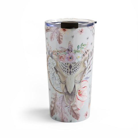 Marta Barragan Camarasa Bohemian dreamcatcher and skull floral Travel Mug