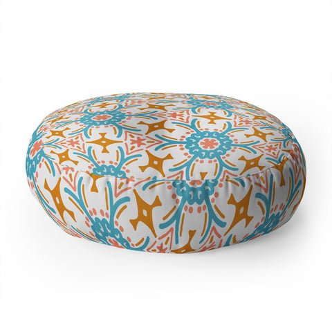 Marta Barragan Camarasa Boho mosaic desert colors N Floor Pillow Round