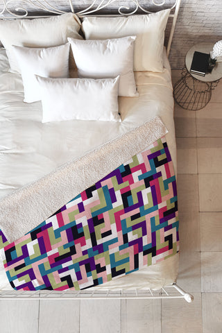 Marta Barragan Camarasa Boho Tetris PTT Fleece Throw Blanket