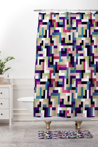 Marta Barragan Camarasa Boho Tetris PTT Shower Curtain And Mat