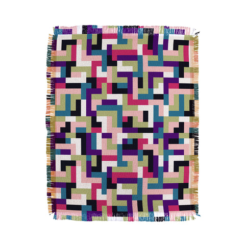 Marta Barragan Camarasa Boho Tetris PTT Throw Blanket