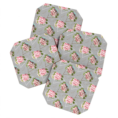 Marta Barragan Camarasa Botanical blooming with geometric Coaster Set
