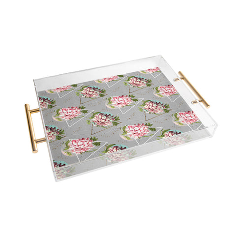 Marta Barragan Camarasa Botanical blooming with geometric Acrylic Tray