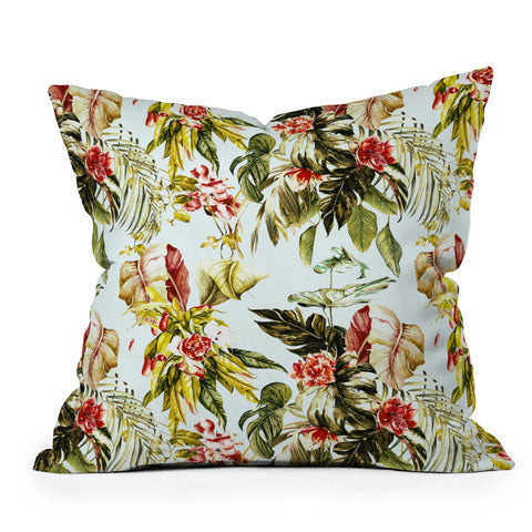 Marta Barragan Camarasa Botanical jungle bouquets I Outdoor Throw Pillow