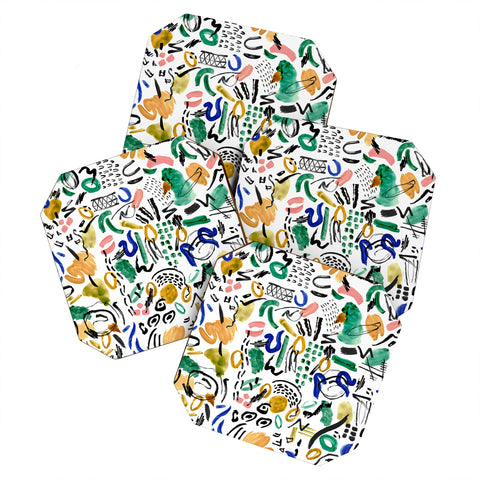 Marta Barragan Camarasa Brushstrokes art Coaster Set