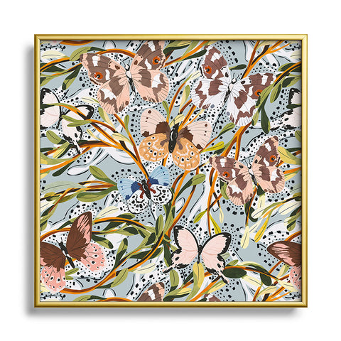 Marta Barragan Camarasa Butterflies in the meadow A Square Metal Framed Art Print
