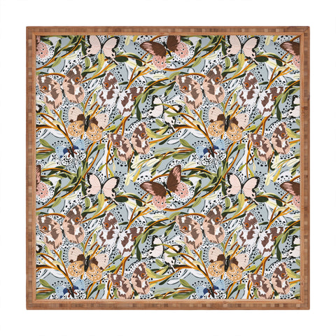 Marta Barragan Camarasa Butterflies in the meadow A Square Tray